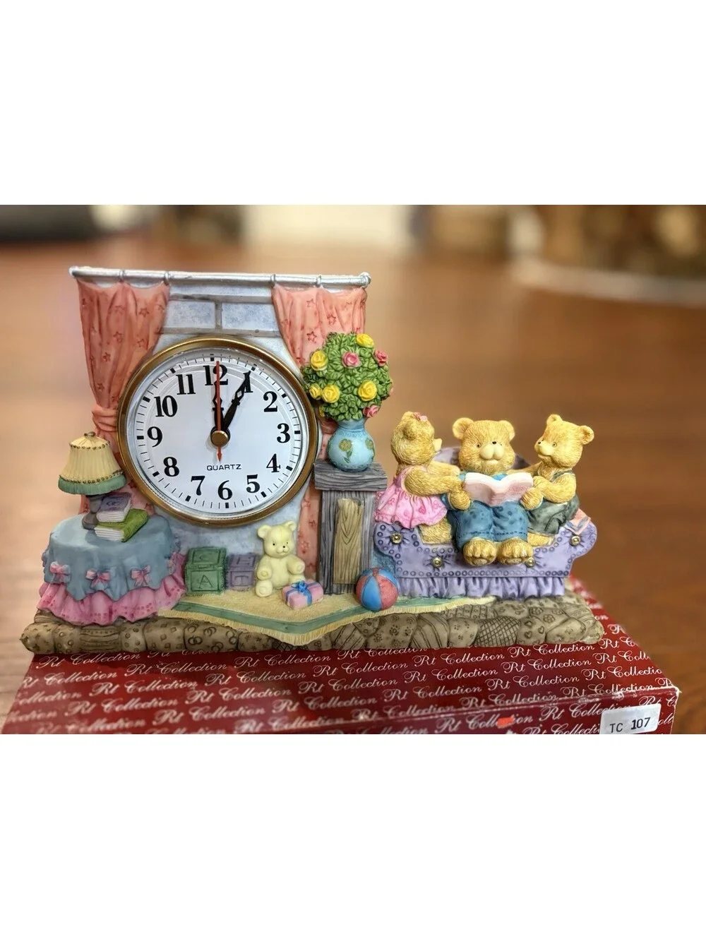 Teddy bear Mantle Clock New Battery Fitted Vgc Storytime Bears 9.5x5.5